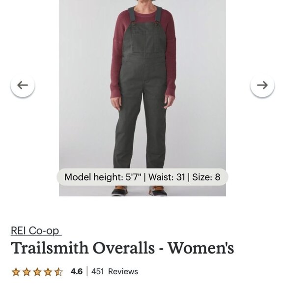 NEW REI Co-op Trailsmith Canvas Overalls - Women's 10 NWT Pirate Black - Picture 13 of 14
